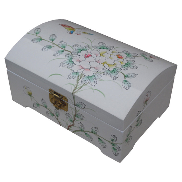 Wood Jewellery Box + Locking, White