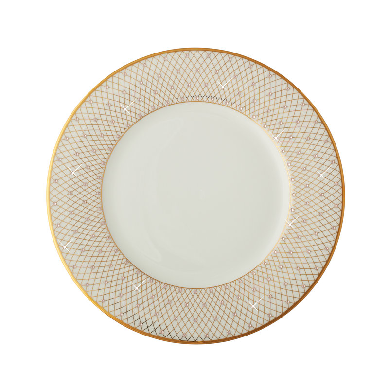 Handmade Bone China Salad/Dessert Plate, Gold