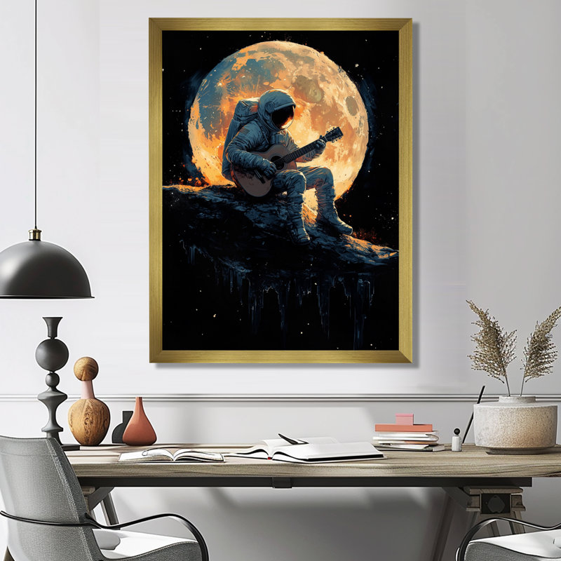 Lakey - Astronomy & Space Wall Decor, 32" H x 24" W, Single Picture Framed Print, Gold