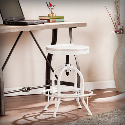 Tabouret pivotant industriel à hauteur ajustable - blanc