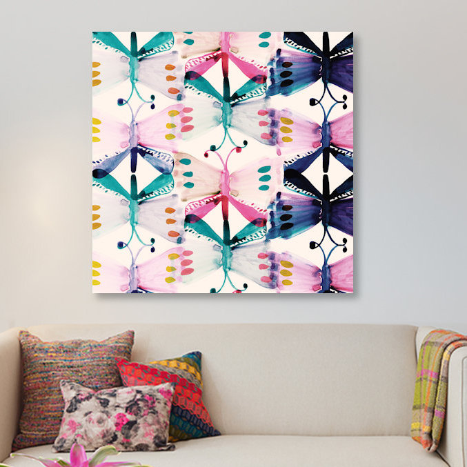 « papillon des ailes », peinture sur toile tendue, H 18 po x l 18 po x P 1,5 po, Toile tendue, Pas de tapis