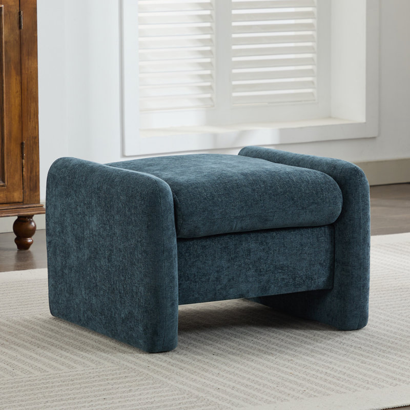 Upholstered Ottoman, Turquoise