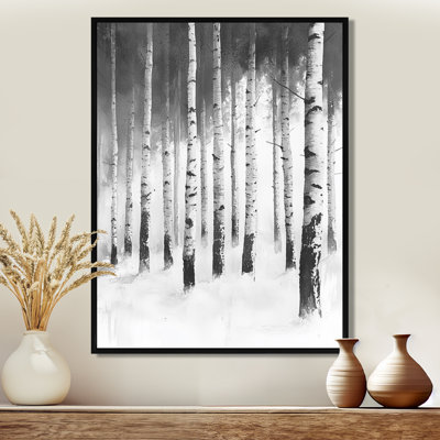 Snowy Woodland Canvas, Birch Forest Wall Art, Ohashi