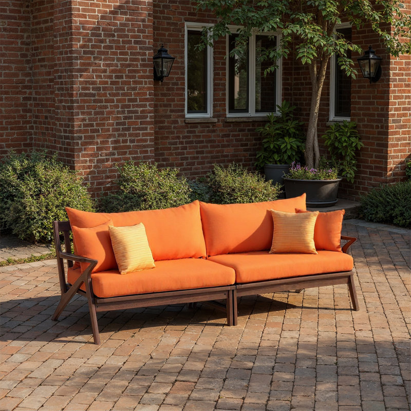 Minhaj Sunbrella Outdoor Sofa, Spectrum Cayenne Sunbrella® Plainweave