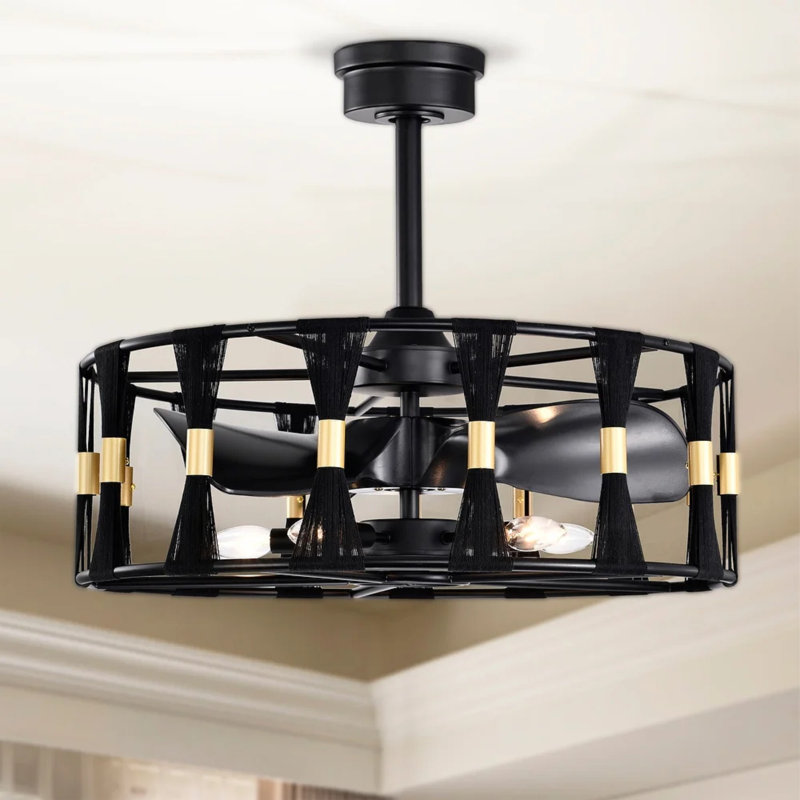 Helle 25 Inch Elegant Matte Black Ceiling Fan With Remote