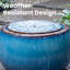  Fontaine ronde ronde en céramique émaillée bleue avec lumière DEL et pompe