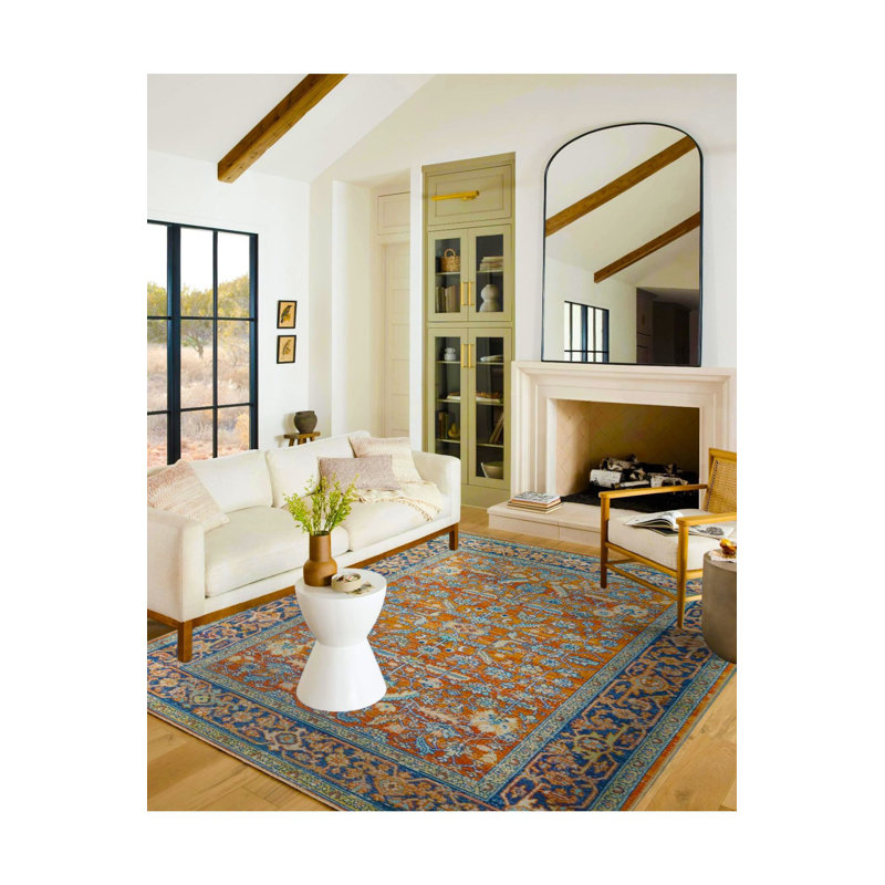 Soft Traditional Geometric Themed Decorative Washable Rug, Runner 4'11" x 9'10" Rug Pad Included