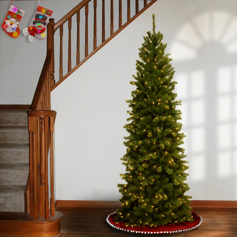 North Valley Spruce Pencil Slim Tree with Clear Lights, 6.5'