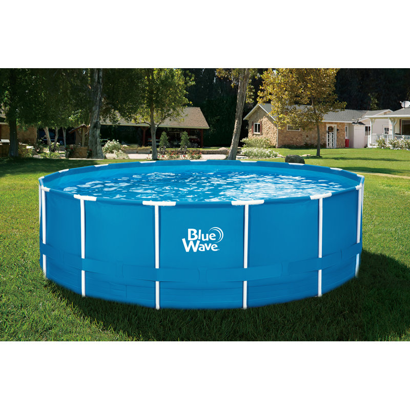Laguna Round Metal Frame Swimming Pool Package, 18' W x 52" H