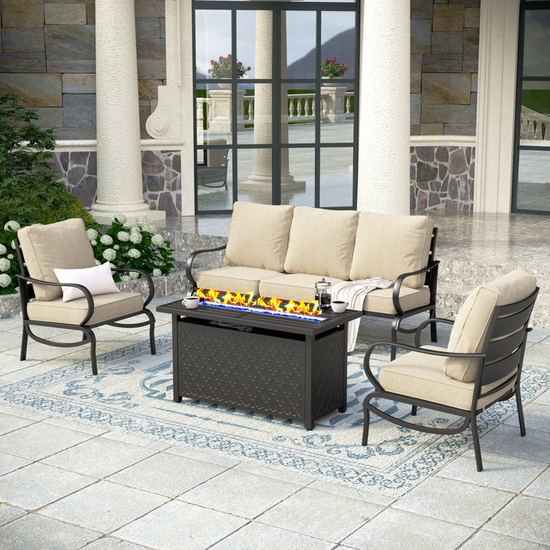 Tapasi Outdoor Patio Conversation Furniture Set, Beige