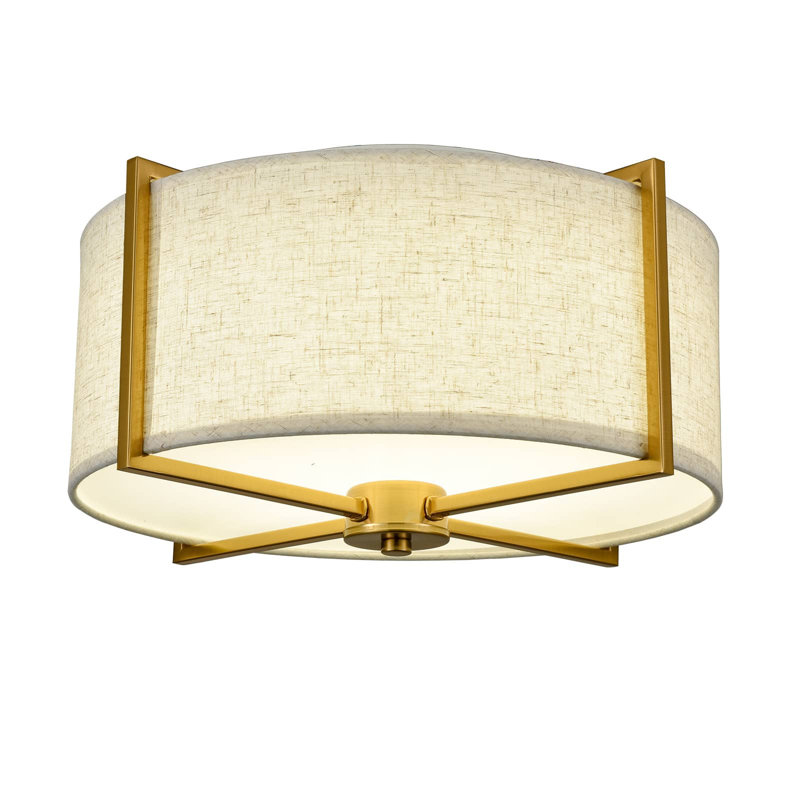 Plafonnier encastré tambour en tissu Mid Century