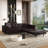 Elysiuma 3-In-1 Faux Leather Pull Out Sofa Bed,92.1" Convertible Sleeper Sofa With Square Arms-2087633454