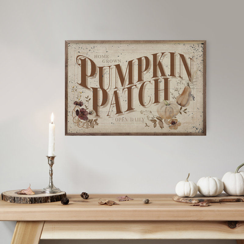 Rustic Walnut Framed Pumpkin Patch Thanksgiving Wall Art