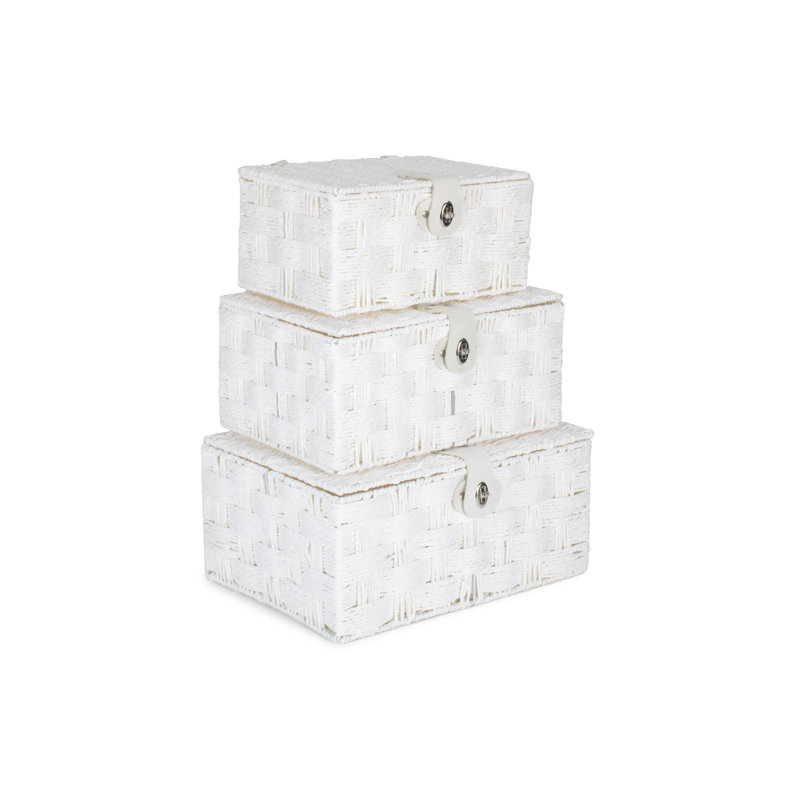 Highland Dunes Wicker 3 Piece Paper Rope Storage Basket Set