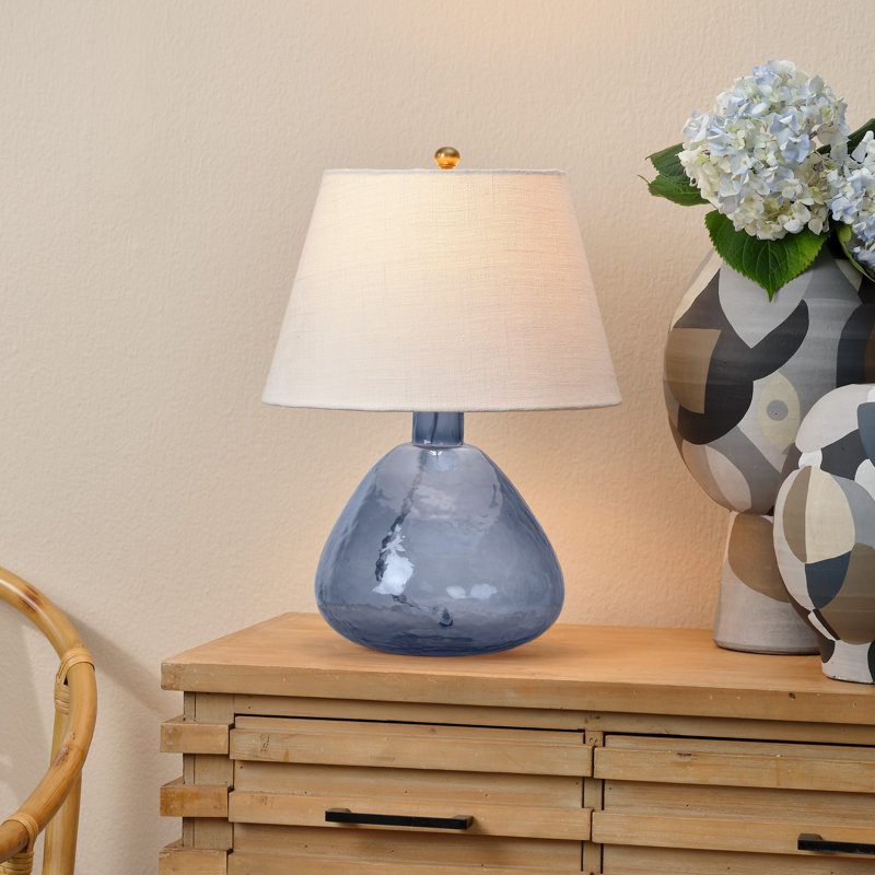 Lampe de table en verre Twilly, Bleu