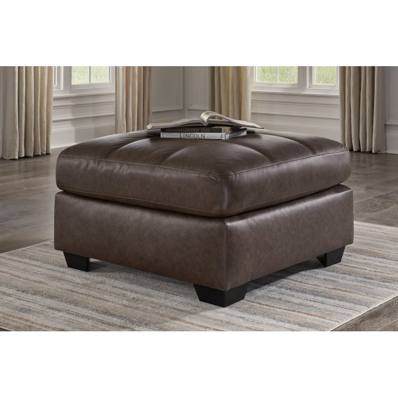 Barlin Mills Brown Faux Leather Oversized Accent Ottoman