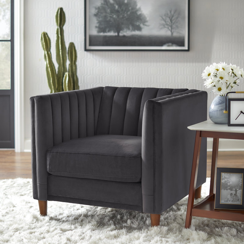 Cornia Velvet Armchair, Dark Gray Velvet