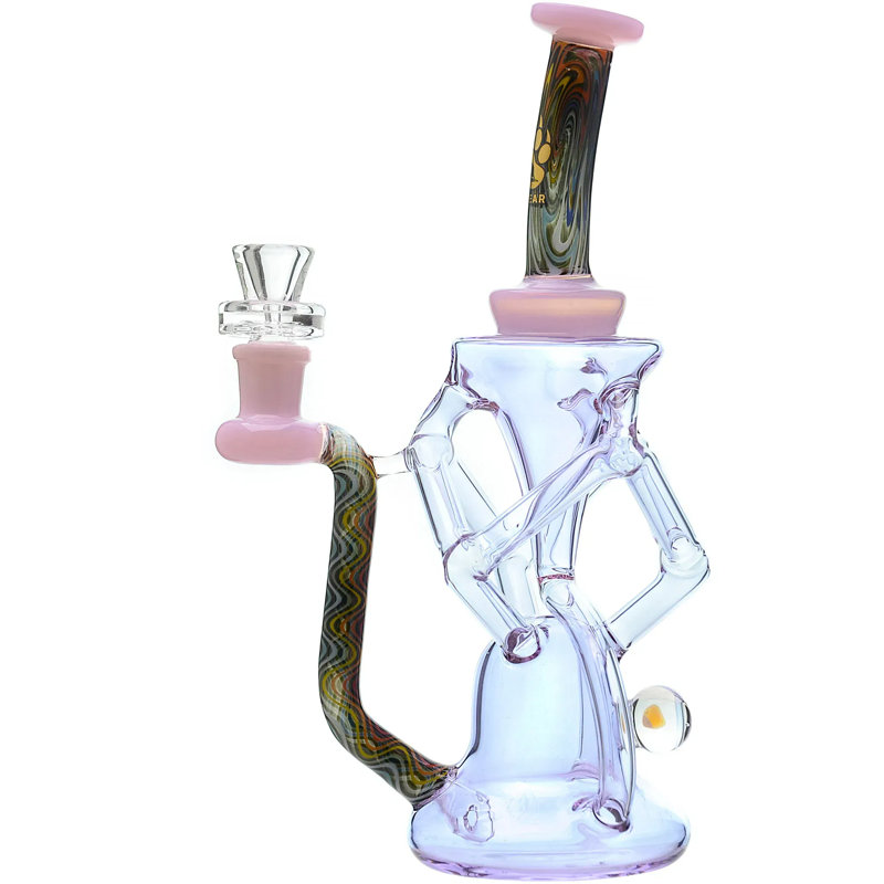 Verre recycleur Dab Rig, avec banger et bol gratuit, Blanc / Rose