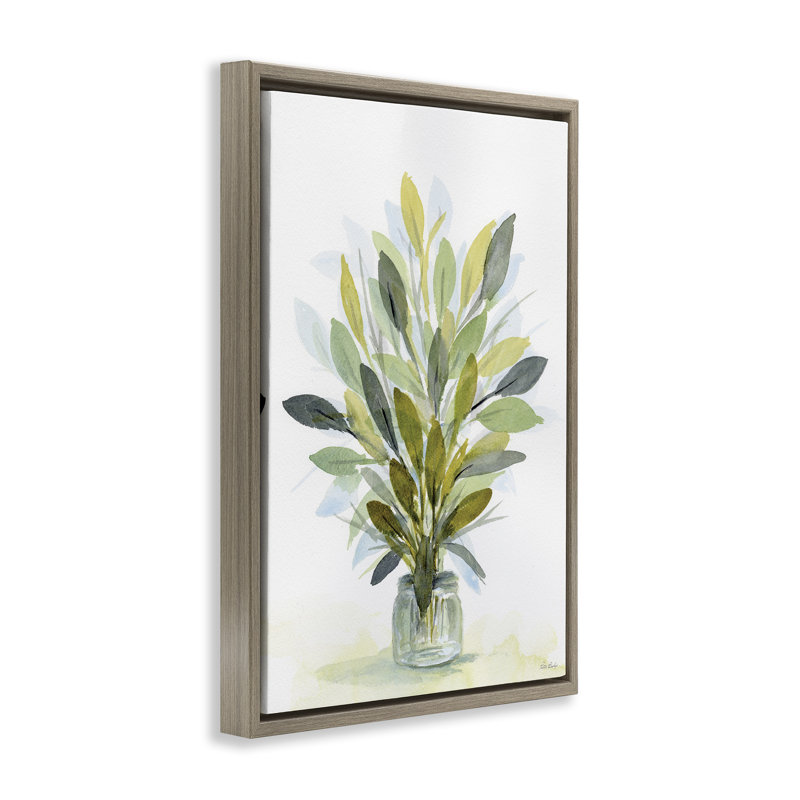 Toile flottante encadrée «Layered Leaves in Jar» par Patti Bishop, Cadre flottant orme Montalcino, H 25 po x l 17 po