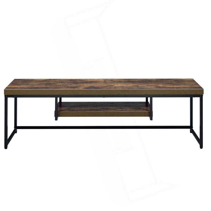 Weathered Oak And Black 1-Shelf TV Stand, 16.5"H x 59.5"L x 16.5"W