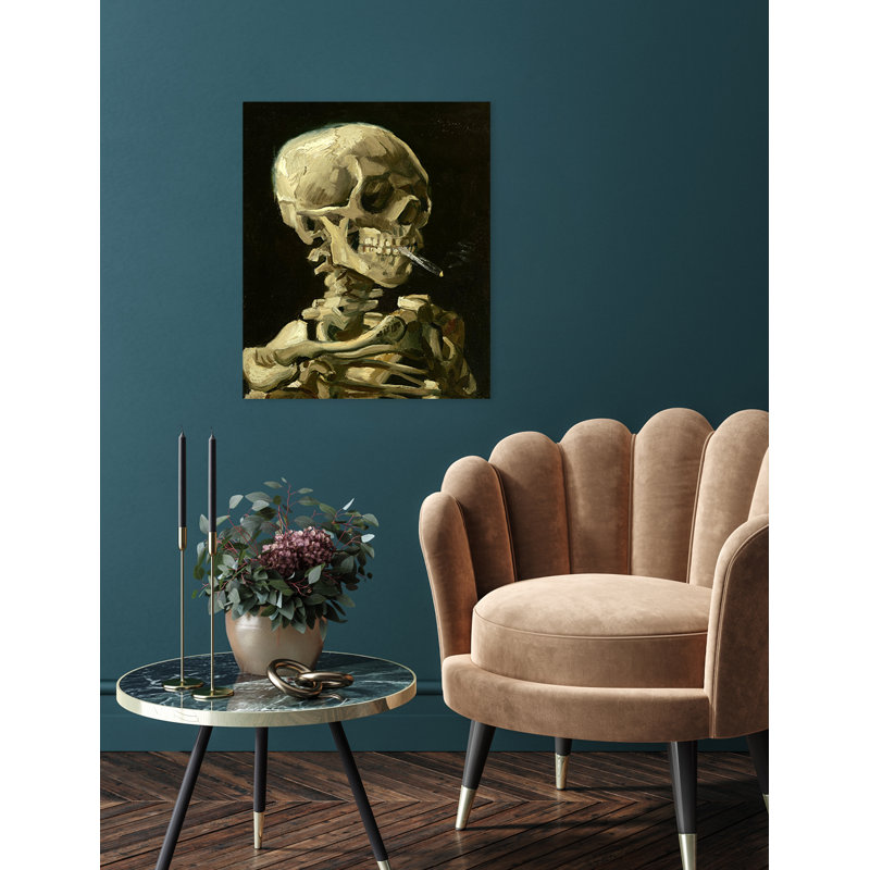 Head of a Skeleton with a Burning Cigarette. Vincent Van Gogh Reproductions. Giclee Print, 24" W x 30" H, Wrapped Canvas