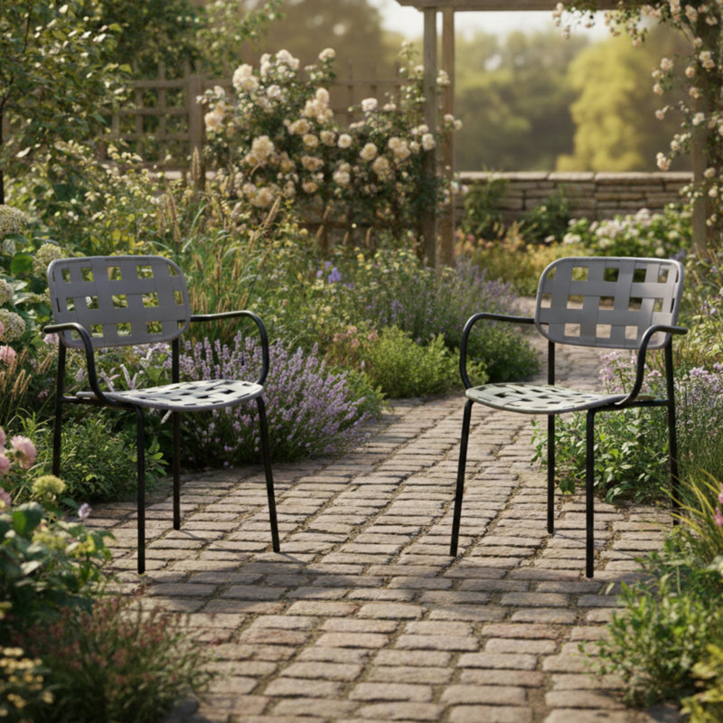 Azhara Stacking Patio Dining Armchair, Gray