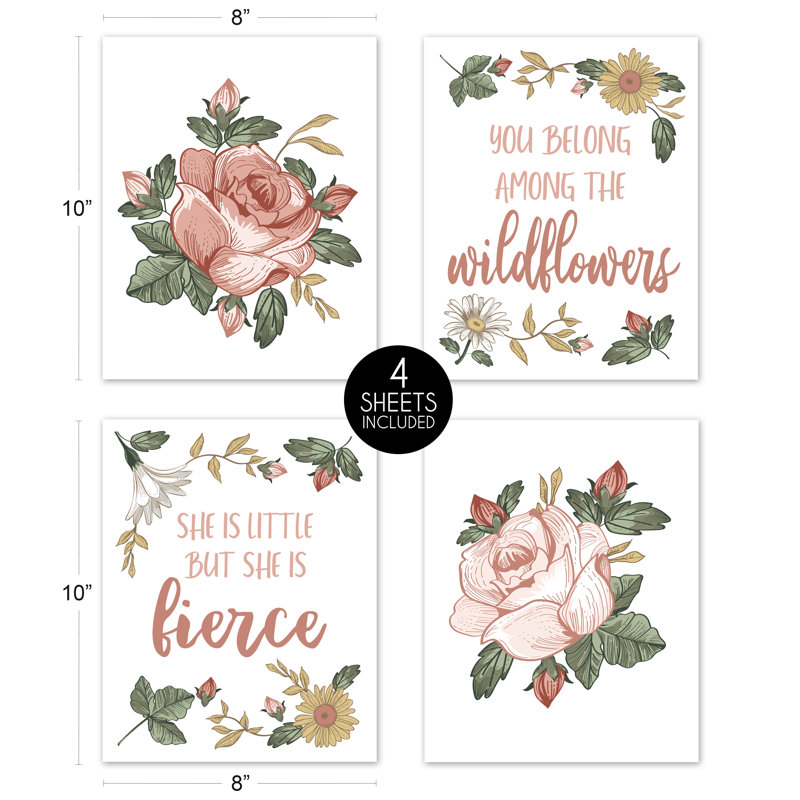 Ensemble d’impression sur papier 4 pièces wall art Vintage Floral