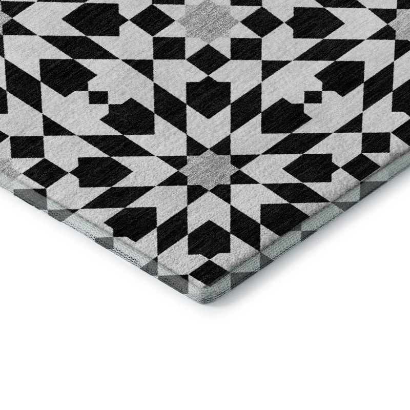 Tapis noir en tweedy lavable à la machine Premium, Rectangle 1 pi 8 po x 2 pi 6 po