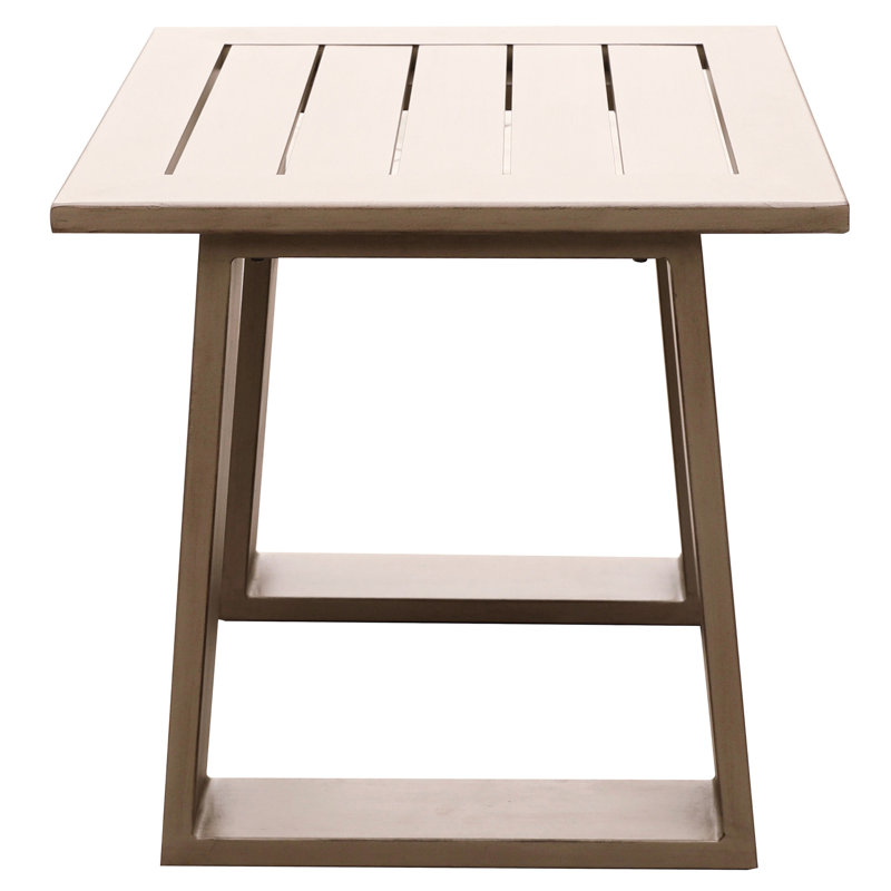 Wood Grained Aluminum End Table In Tone, 23 In. Depth Width 22 Height Table, 23.45" X 21.53" Height, Shade Option Palette Choice