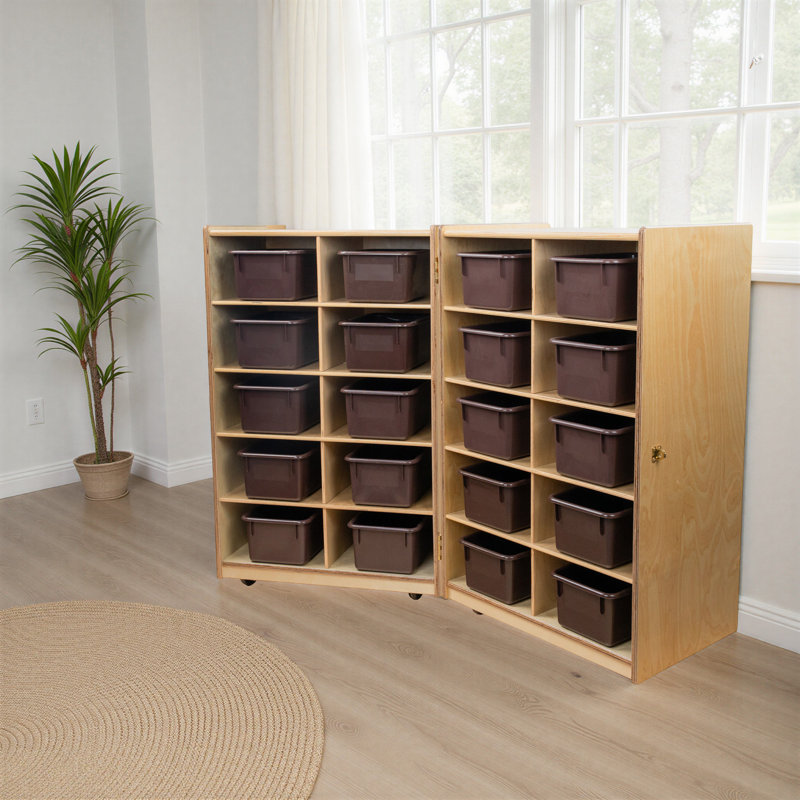 Rangement vertical pliable avec (20) plateaux translucides, Brun