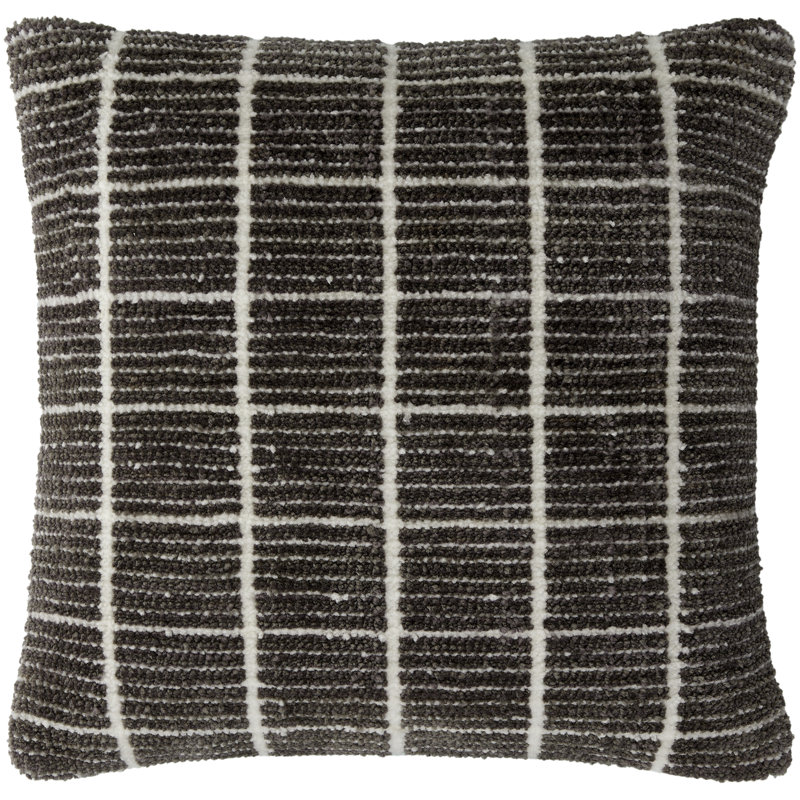 Coussin Wanderer, Duvet, 20 po x 20 po, Gris / blanc