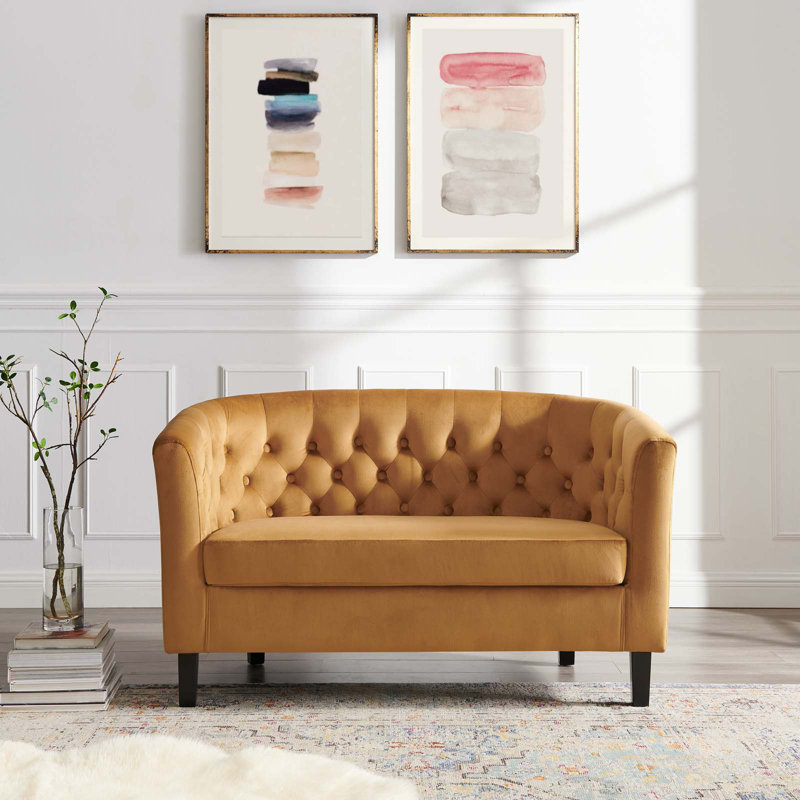 Causeuse en velours argenté Orchid Greta, Cognac