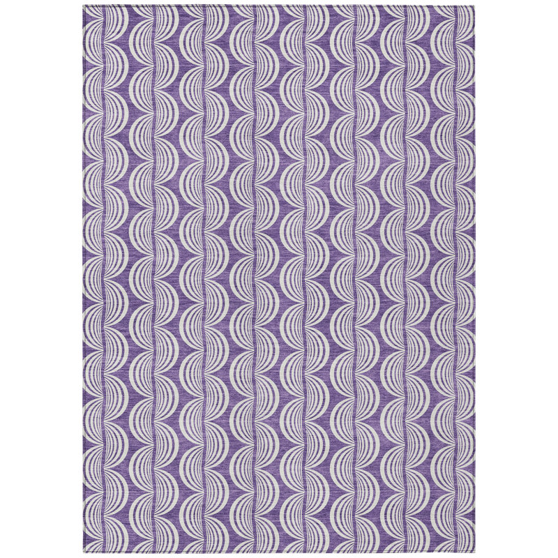 Purple Rectangular Synthetic Easy Care Washable Rug