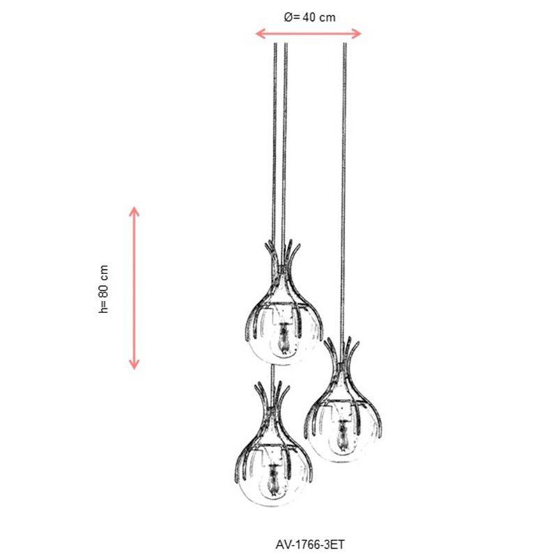 Grendon 3 - Light Bronze Cluster Pendant