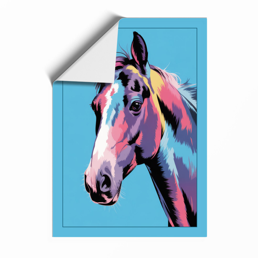 Vibrant Horse Portrait Modern - Framed Print
