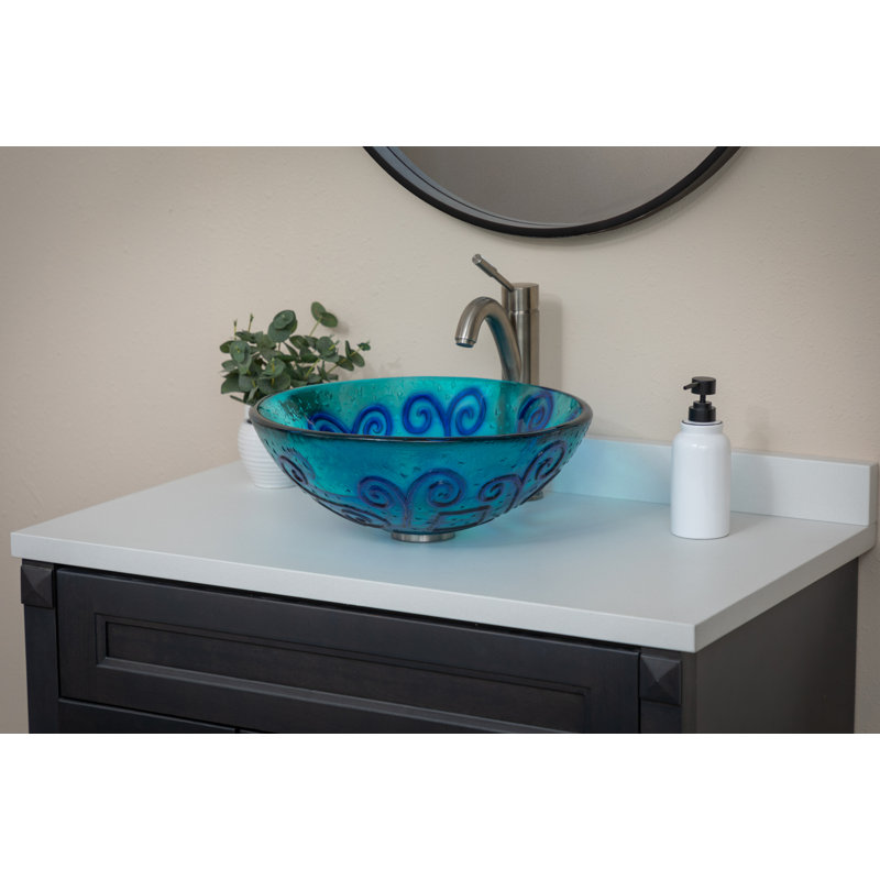 Eden Bath 16.5'' Green Tempered Glass Circular Bathroom Sink