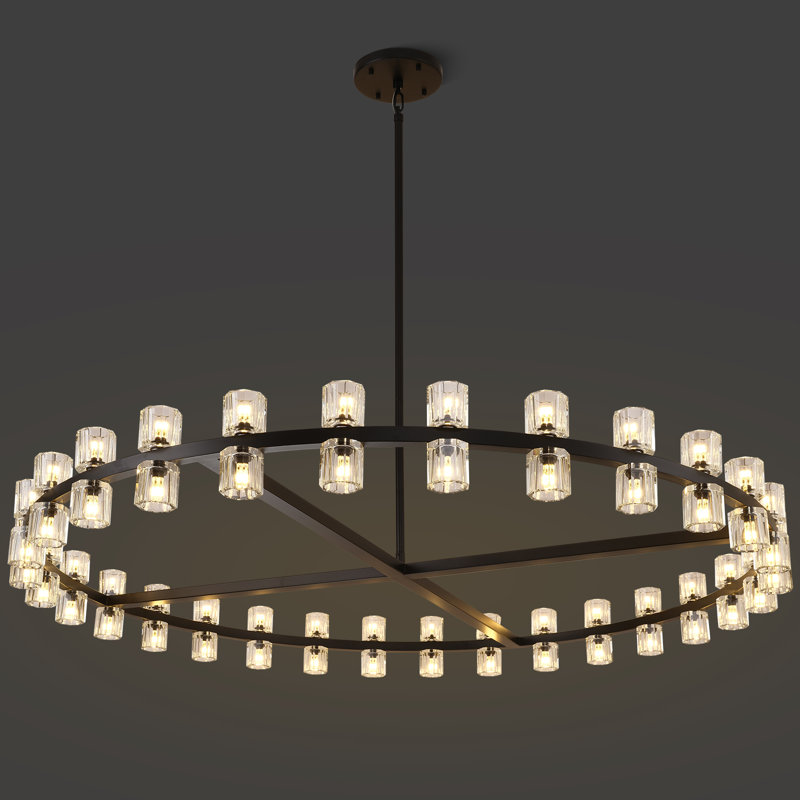 Lustre 60 lumières en cristal 60 lumières, Noir mat