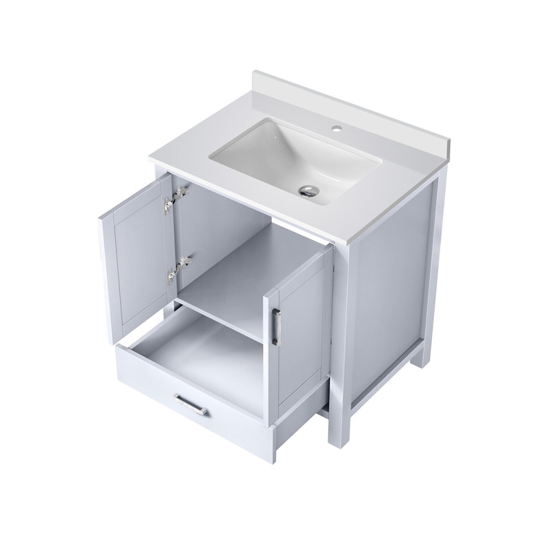 Meuble-lavabo avec comptoir en quartz blanc, Blanc