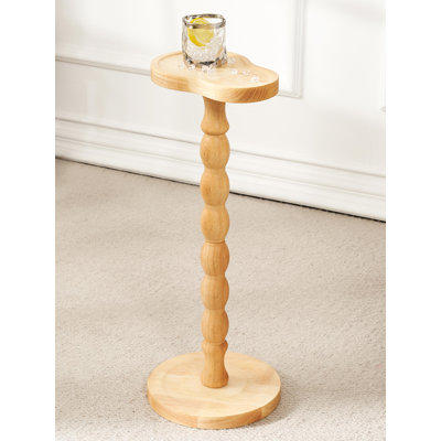 Solid Wood Bean-Shaped End Table,Pedestal Drink Table, Tall Plant Stand
