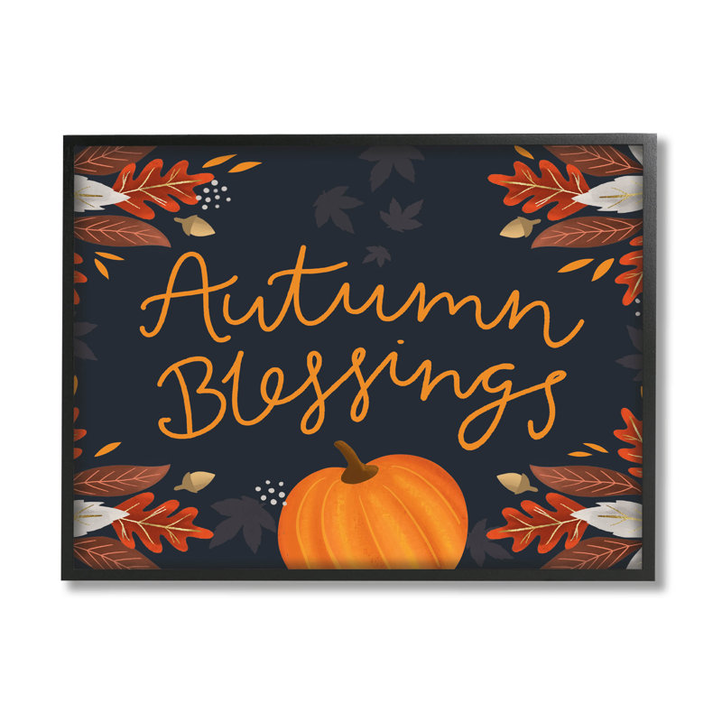 Autumn Blessings Fall Leaves at-230, Giclée encadrée noir minuit, H 11 po x l 14 po x P 1,5 po