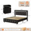 Ensemble de chambre à coucher 3 pièces, avec lit plateforme capitonné en similicuir et table de chevet DEL-1938109940-1938109943