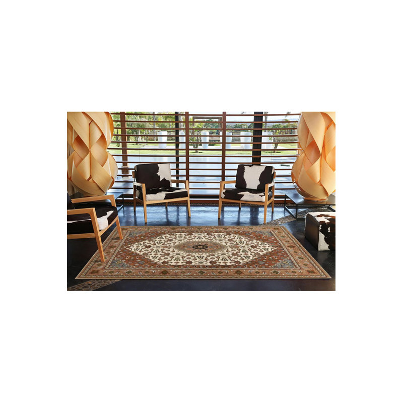 Machine Washable Straw Geometric Ethnic Pattern Decorative Rug, Rectangle 3'11" x 5'11" Rug Pad Included