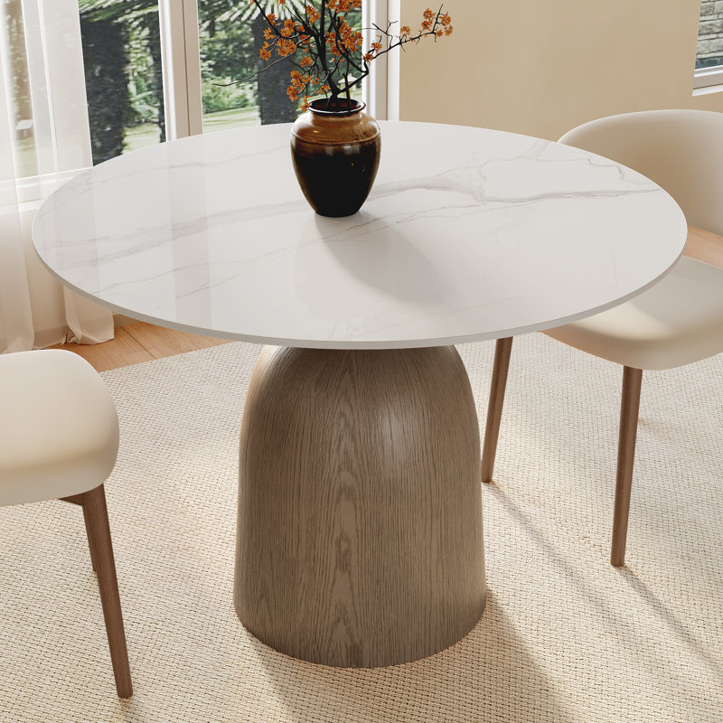 Table de salle à manger de petit déjeuner 39 po, H 29,52 po x L 39,37 po x l 39,37 po, Blanc, Dark Walnut