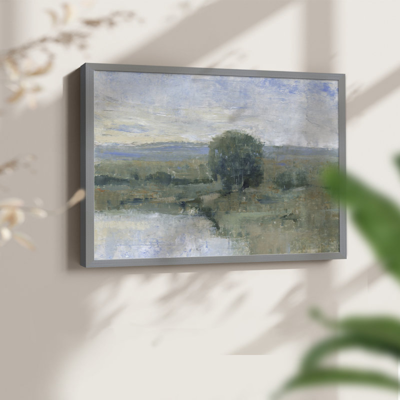 Riverbank Impression II -Framed Print - Restickable, 8" H x 10" W, Gray