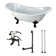 Kingston Brass Aqua Eden 72-Inch Cast Iron Oval Double Slipper Clawfoot Tub with Faucet Drain and Supply Lines Combo