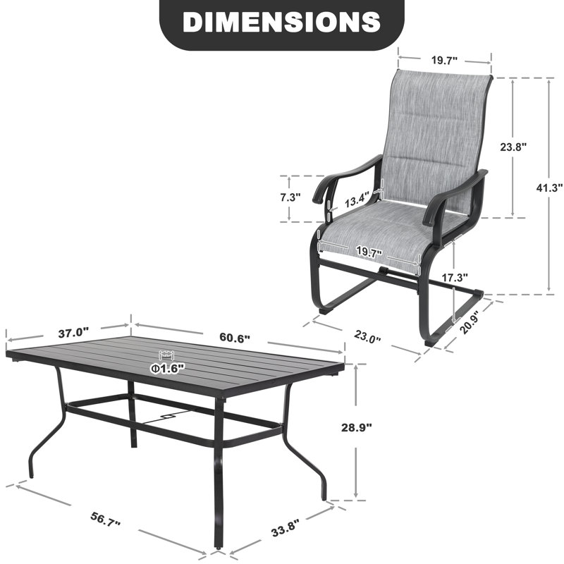 Barrucco 6 - Person Patio Dining Set with Rectangular Table, Gray