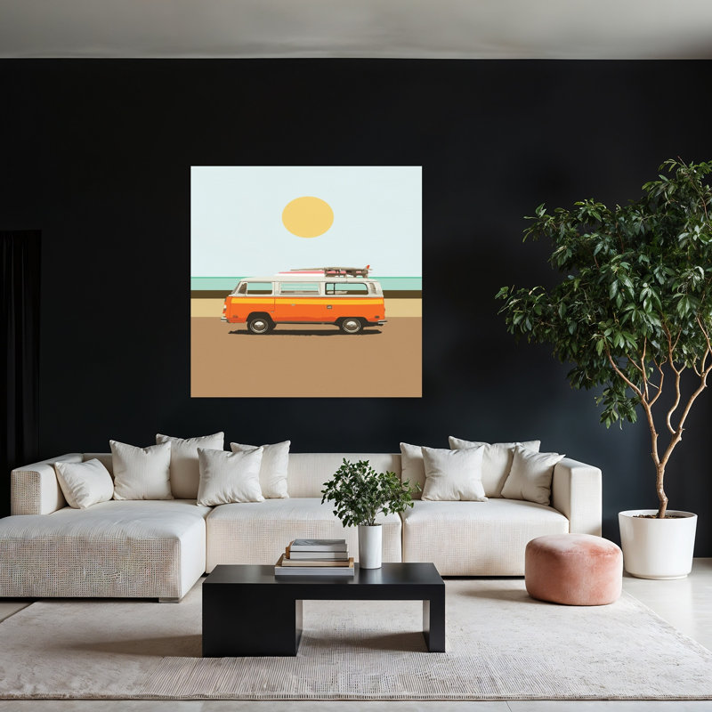 Art contemporain rétro, art côtier rétro, H 48 po x l 48 po