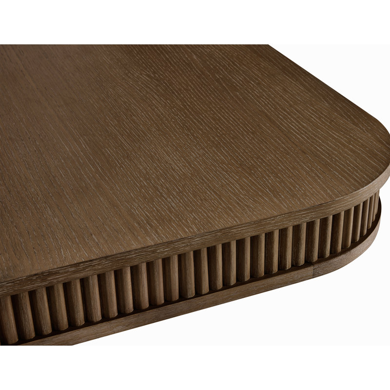 Table de salle à manger/conférence Giulia extensible, rectangulaire, plateau en bois massif, 284 cm à 406 cm, Brun