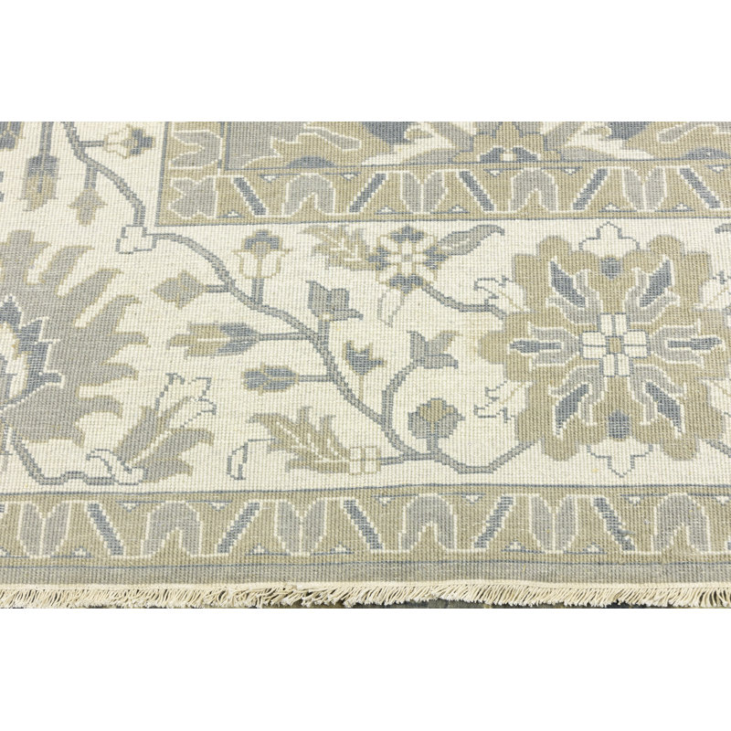 Tapis floral clair fait à la main 10 x 10 po Chobi, Carrée