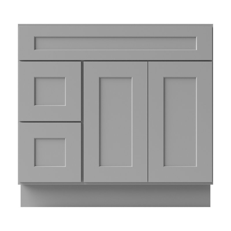Meuble-lavabo de salle de bain en bois massif prêt à assembler 36 po - comptoir non inclus, Gris